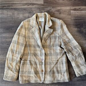Classic Beige Plaid Blazer for Men